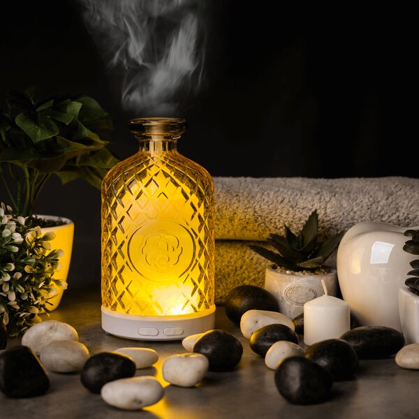 KONDELA Ultrazvukový aroma difuzér, žlutý, GILI