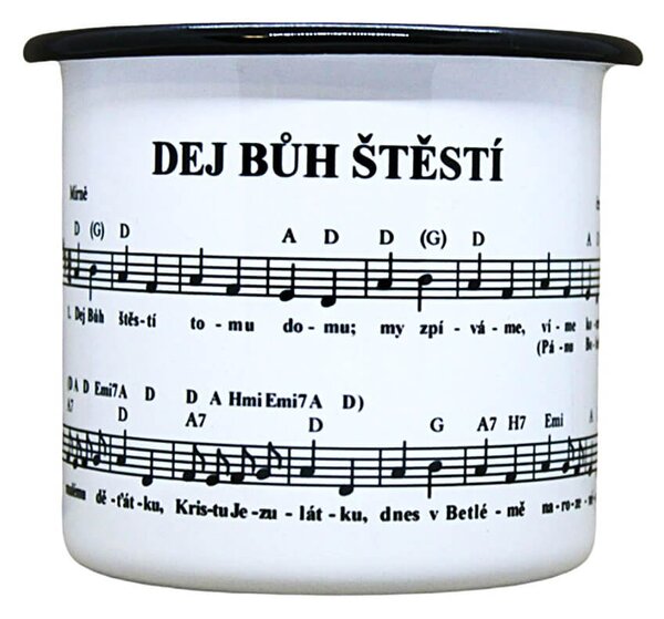 Smaltovaný hrnek plecháček s koledou S119 Objem: 330 ml