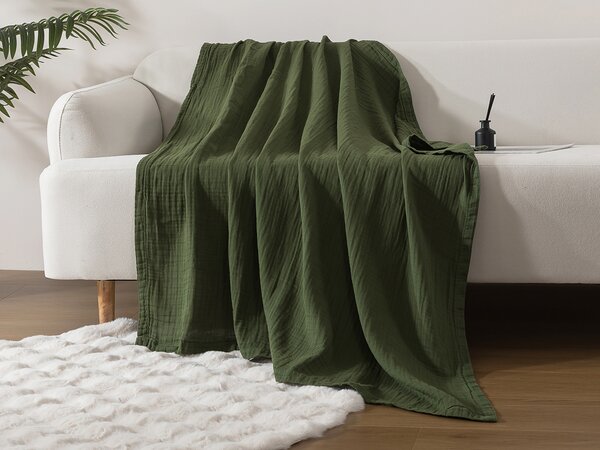XPOSE® Dětská mušelínová deka SENA Premium - olivová 120x120 cm