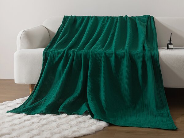 XPOSE® Dětská mušelínová deka SENA Premium - tmavě zelená 120x120 cm