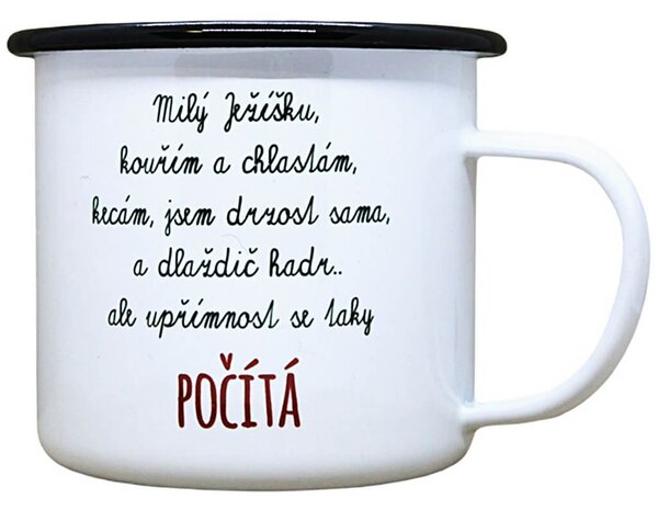 Smaltovaný plecháček Milý Ježíšku Objem: 330 ml