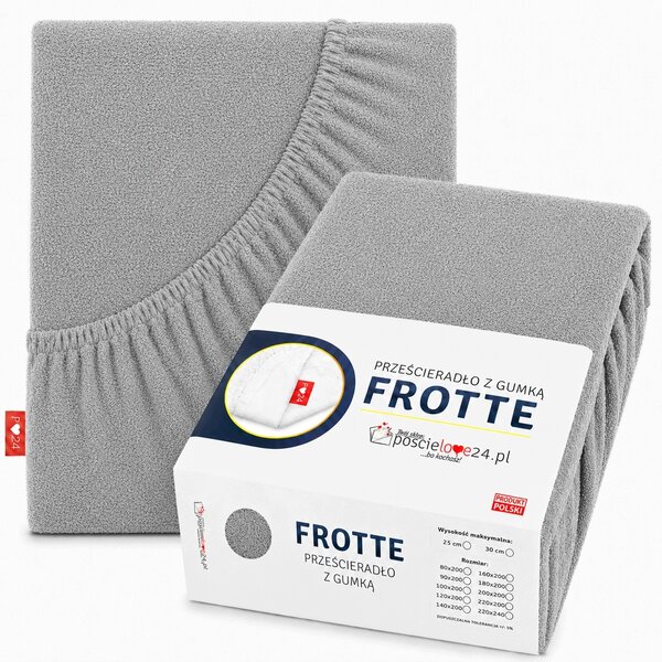 Froté prostěradlo 100x200 s Gumou Hrubá Bavlna PREMIUM Bok 30 Ocelové