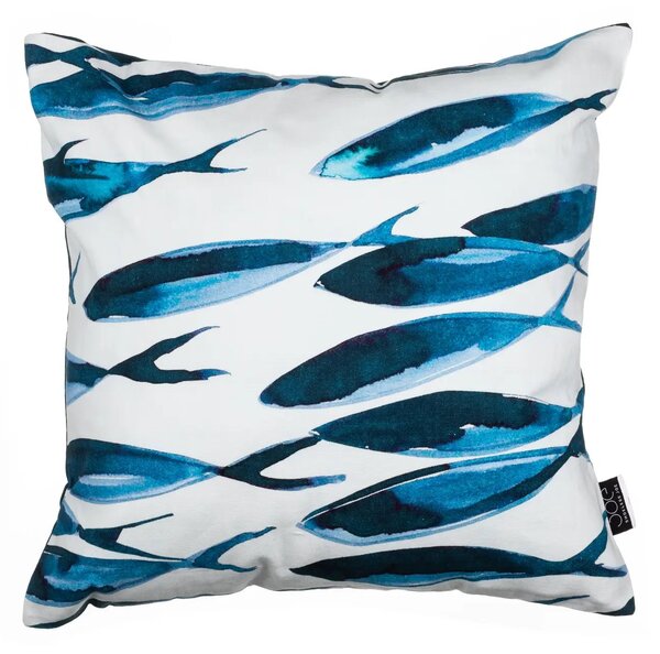 Shoeless Joe Dekorační polštář Ocean Fish blue 45 × 45 cm