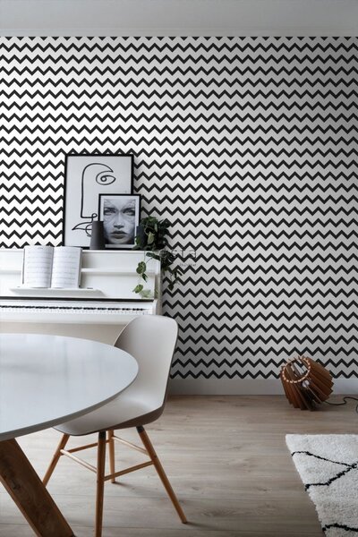 Vliesová tapeta na zeď, černobílý cikcak vzor 139115, Black & White, Esta