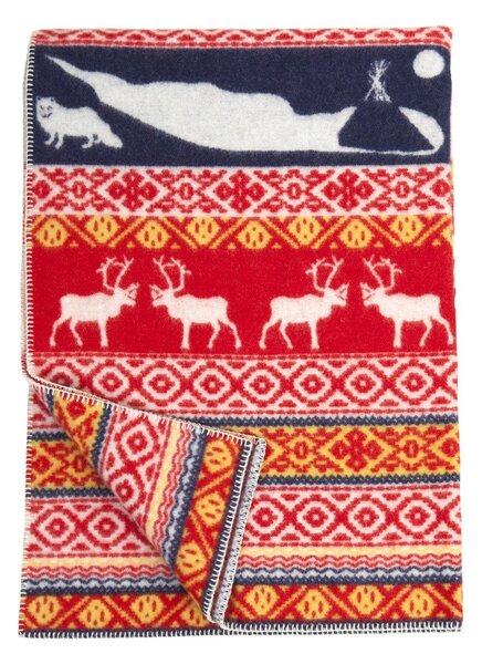 Klippan Vlněná deka Sarek multi red 130x180