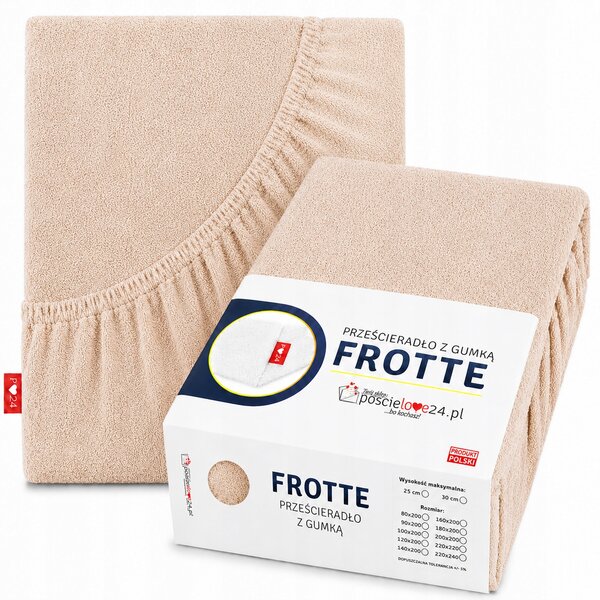 Froté prostěradlo 200x200 s Gumou Hrubá Bavlna PREMIUM Bok 30 cm Cafe