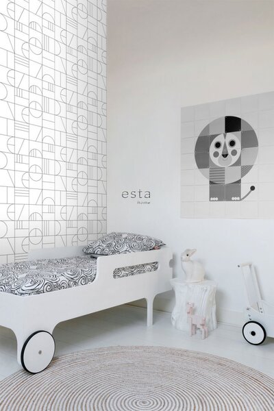 Bílo-černá geometrická vliesová tapeta 139142, Black & White, Esta
