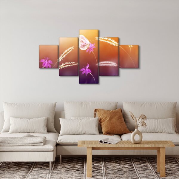 Obraz - Růžový motýl (125x70 cm)