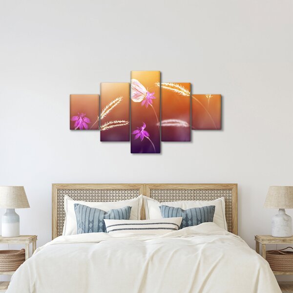 Obraz - Růžový motýl (125x70 cm)