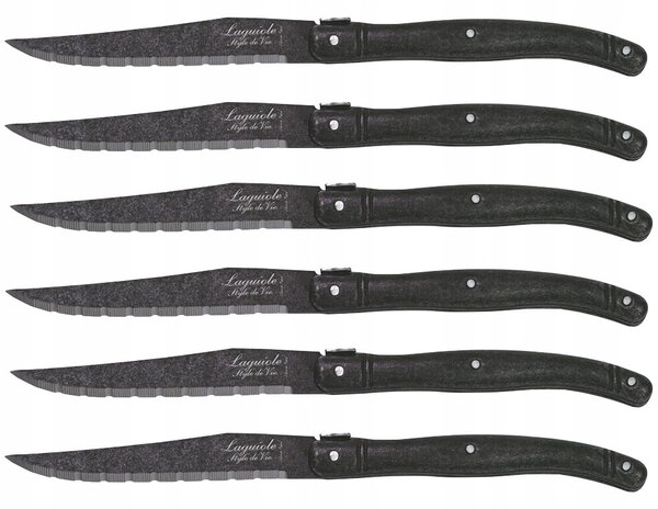 Nůž Laguiole na steaky Black Stonewash 6 Ks