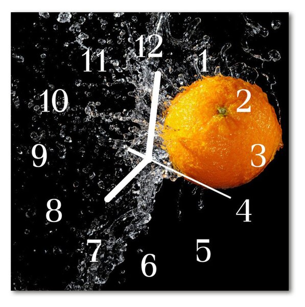 Nástenné skleněné hodiny oranžový 30x30 cm
