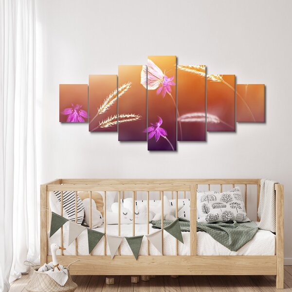 Obraz - Růžový motýl (210x100 cm)