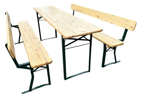 TENTino Profi pivní zahradní set 220x50 cm - STŮL + 2x LAVICE S OPĚRKOU