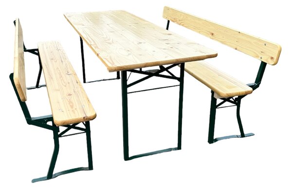TENTino Profi pivní zahradní set 200x70 cm - STŮL + 2x LAVICE S OPĚRKOU