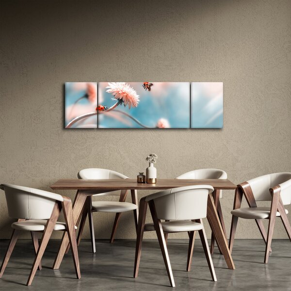 Obraz - Berušky na květu (170x50 cm)
