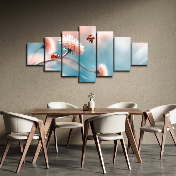 Obraz - Berušky na květu (210x100 cm)