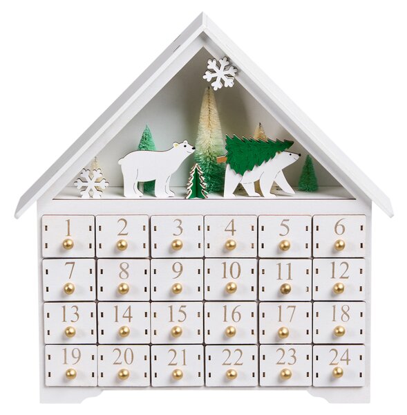 Vánoční dekorace LED MJOSA 33 cm Adventní kalendář Bílá