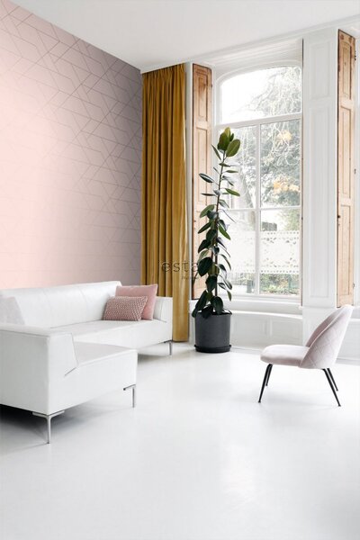 Růžová vliesová tapeta s geometrickými liniemi 139211, Art Deco, Esta