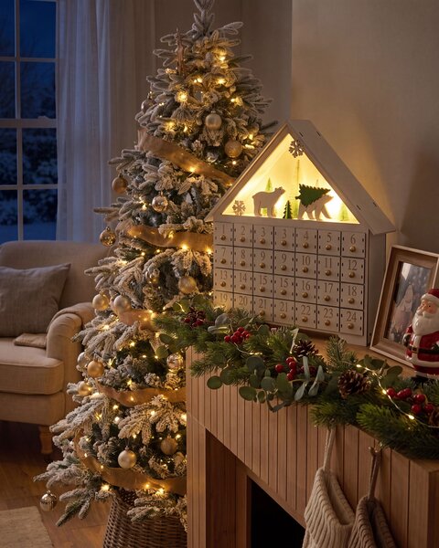 Vánoční dekorace LED MJOSA 33 cm Adventní kalendář Bílá