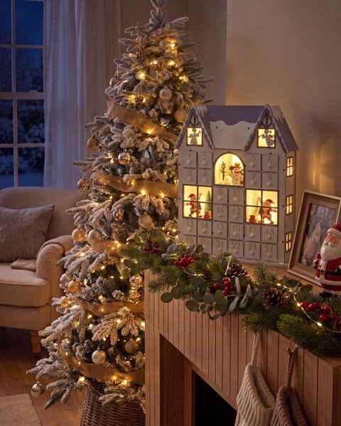 Vánoční dekorace LED FEMUND 40 cm Adventní kalendář Bílá
