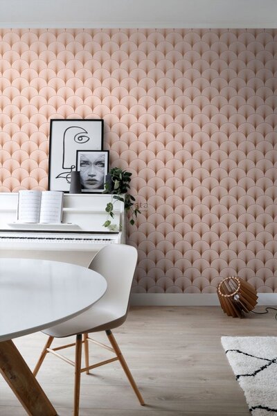 Růžová geometrická vliesová tapeta 139229, Art Deco, Esta