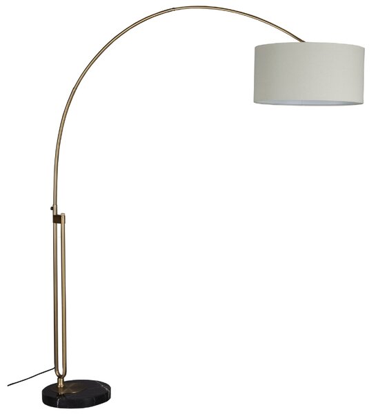 Zlatá stojací lampa DUTCHBONE ARCHIE 212 cm s mramorovým podstavcem