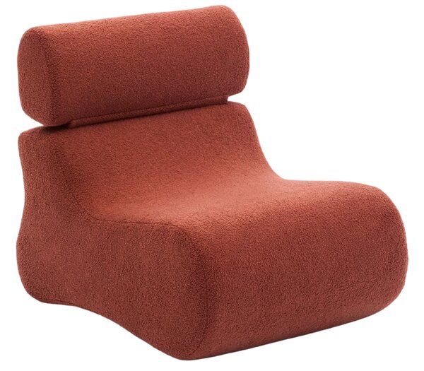 Kave Home Terakotově červené bouclé křeslo Club
