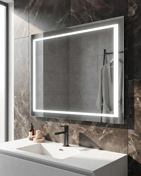 LED koupelnové zrcadlo EYRE 80 cm 60 cm Stříbrná