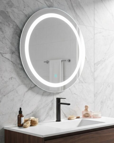 LED koupelnové zrcadlo SELUNE 58 cm 58 cm Stříbrná