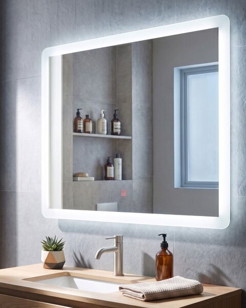 LED koupelnové zrcadlo CORROY 80 cm 60 cm Stříbrná
