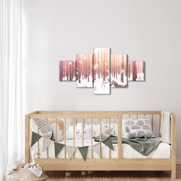 Obraz - Zebra v zasněženém lese (125x70 cm)