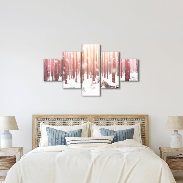 Obraz - Zebra v zasněženém lese (125x70 cm)