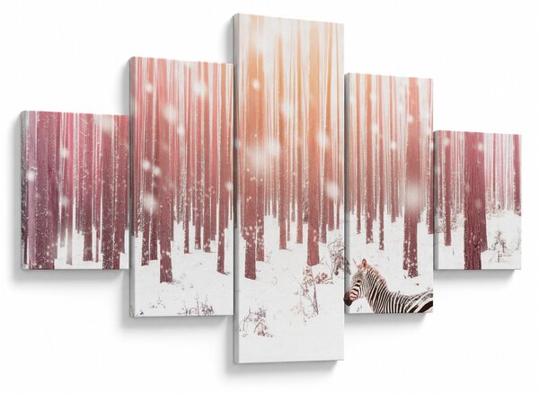 Obraz - Zebra v zasněženém lese (125x70 cm)