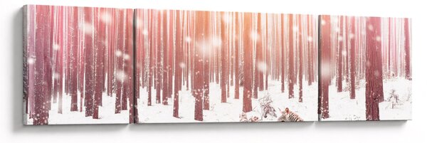 Obraz - Zebra v zasněženém lese (170x50 cm)