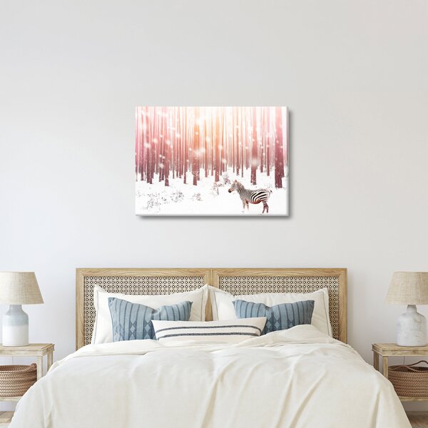 Obraz - Zebra v zasněženém lese (70x50 cm)