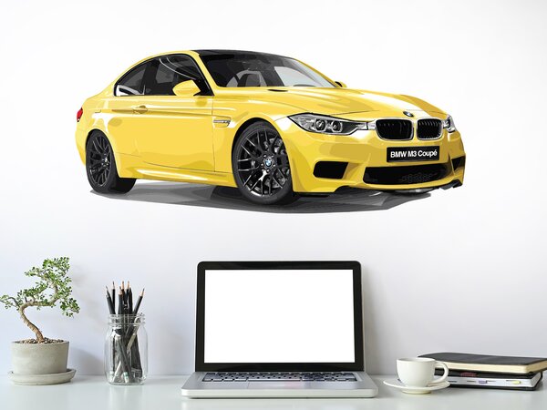 BMW M3 coupe textilní přelepitelná samolepka na zeď 100 x 42 cm