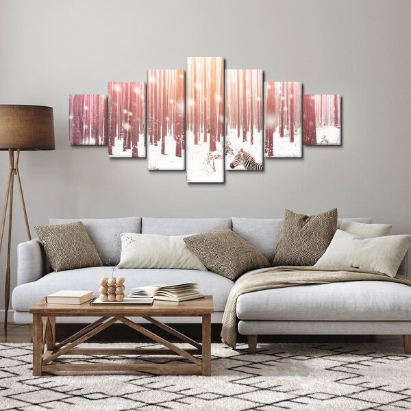 Obraz - Zebra v zasněženém lese (210x100 cm)