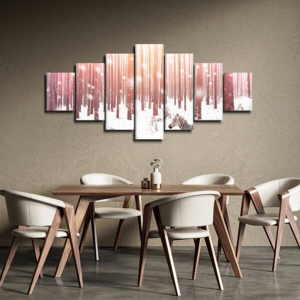 Obraz - Zebra v zasněženém lese (210x100 cm)