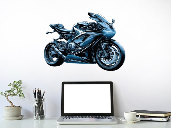 Modrá motorka textilní přelepitelná samolepka na zeď arch 47 x 34 cm