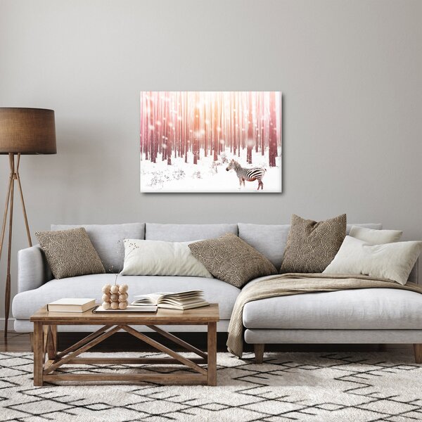 Obraz - Zebra v zasněženém lese (70x50 cm)