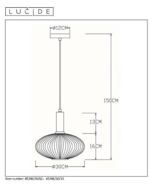 Lucide 45386/30/33 MALOTO závěsné svítidlo Ø 30cm E27 / 40W zelená / zlatá