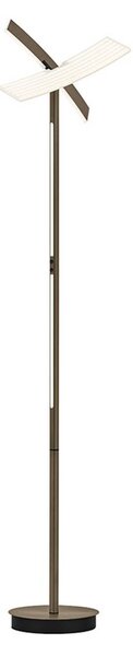 HELL LED stojací lampa Twice, eloxovaná v bronzové barvě, výška 185 cm, kov,, stmívatelný, Bronz / starožitná mosaz, Obývací pokoj / jídelna, kov, Moderní