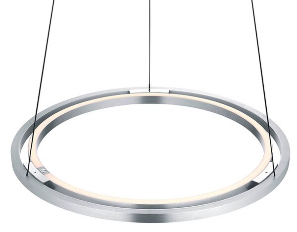 HELL LED závěsné světlo Ringo, Ø 60 cm, hliníková barva, kov,, stmívatelný, Hliník / šedá / zinek, Obývací pokoj / jídelna, kov, Moderní
