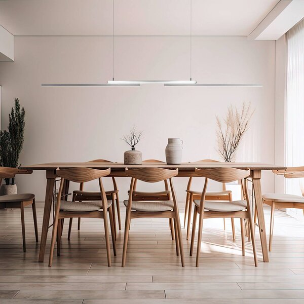 HELL LED závěsné světlo More, nikl/chrom, délka 120 cm, kov, stmívatelný, Hliník / šedá / zinek, Obývací pokoj / jídelna, kov, Moderní