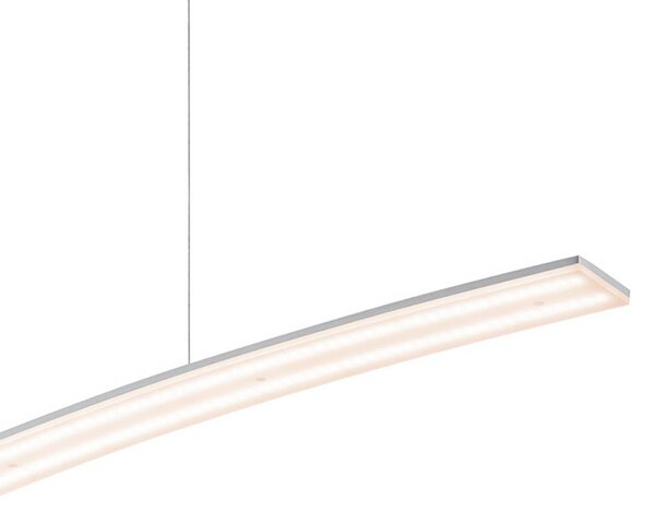 HELL LED závěsné světlo Sira, délka 130 cm, hliníková barva, kov,, stmívatelný, Hliník / šedá / zinek, Obývací pokoj / jídelna, kov, Moderní
