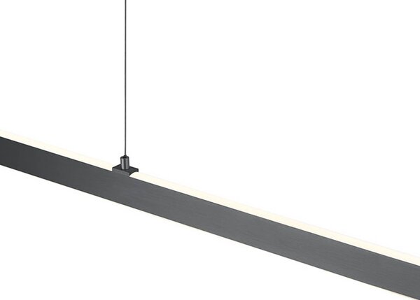 HELL LED závěsné světlo Karo, antracitová, délka 130 cm, kov,, stmívatelný, Černá, Obývací pokoj / jídelna, kov, Moderní