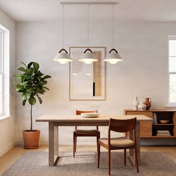 Luminex Závěsné světlo Funda, bílé, délka 110 cm, 3ramenné, kov/sklo, stmívatelný, Bílá / opál, Obývací pokoj / jídelna, kov, Skandinávský