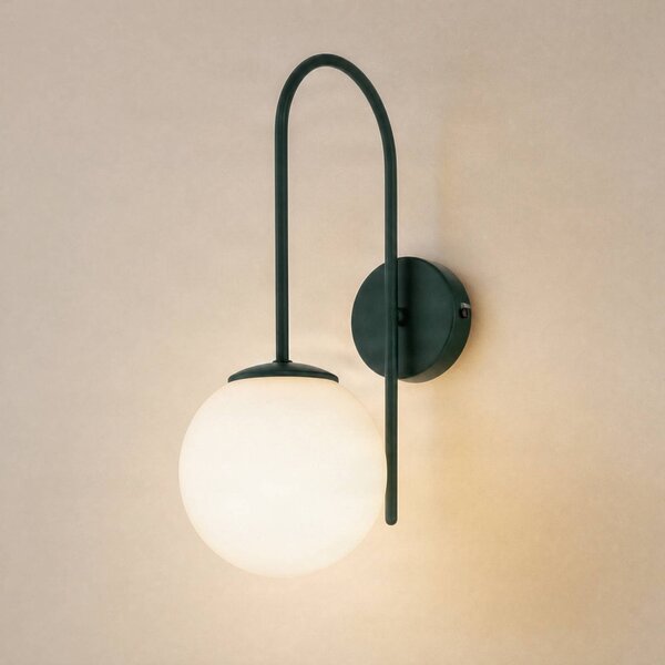 Luminex Nástěnné světlo Cambridge, tmavě zelená, výška 34 cm, kov/sklo E14, stmívatelný, Zelená, Obývací pokoj / jídelna, kov, Moderní, Koule