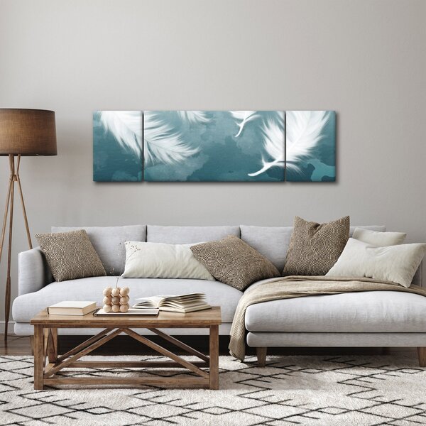 Obraz - Bílá peříčka (170x50 cm)
