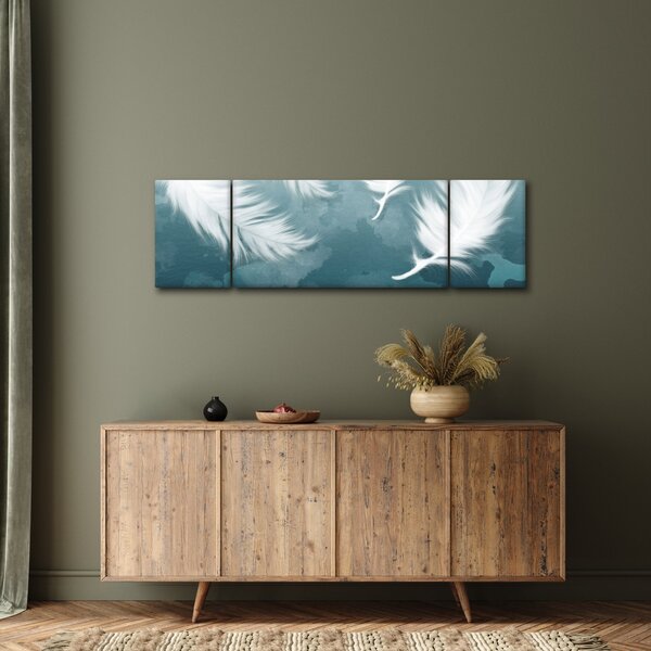 Obraz - Bílá peříčka (170x50 cm)